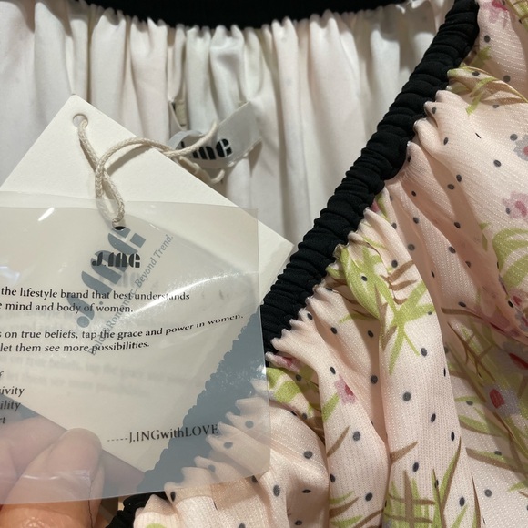 J. ING Girls Teen Pink Floral Black Puff Sleeve Dress *NWT - Picture 11 of 11